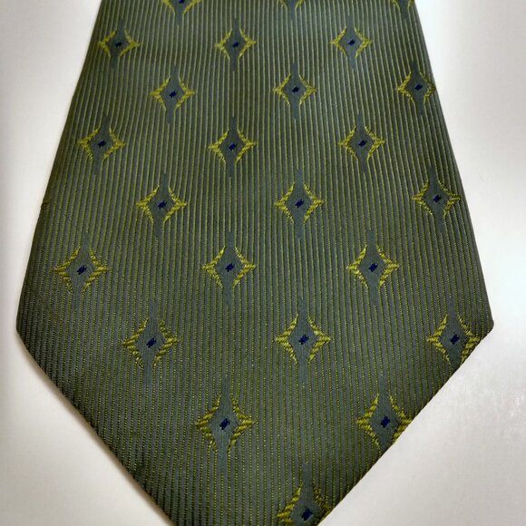 Vintage Green Clip On NeckTie Gino Fellini Struser MCM 60s 70s Retro Tie - Picture 6 of 9
